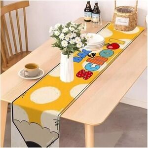 Back to School‎ Yellow Pencil Table Runner White Dots Pencils 13"x 48"